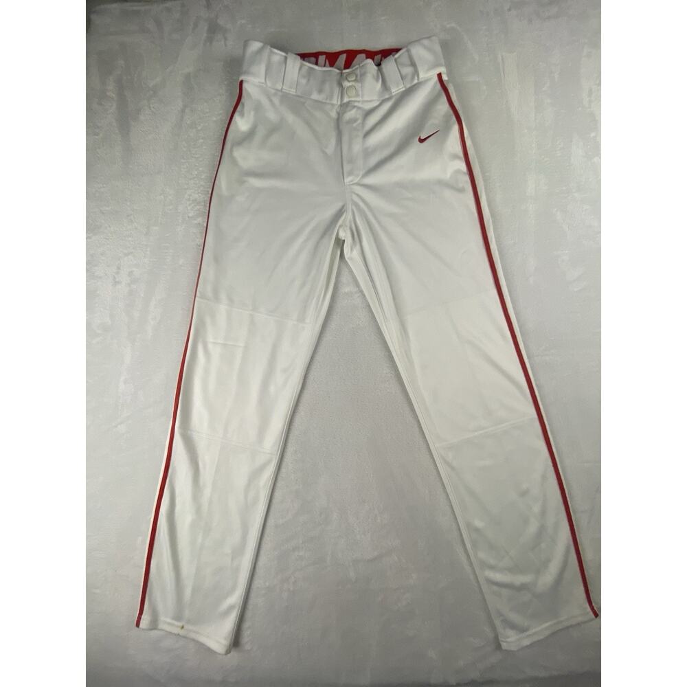 Nike Dri-Fit Boys Baseball Pants XL White Red with Red Piping Athletic Sports